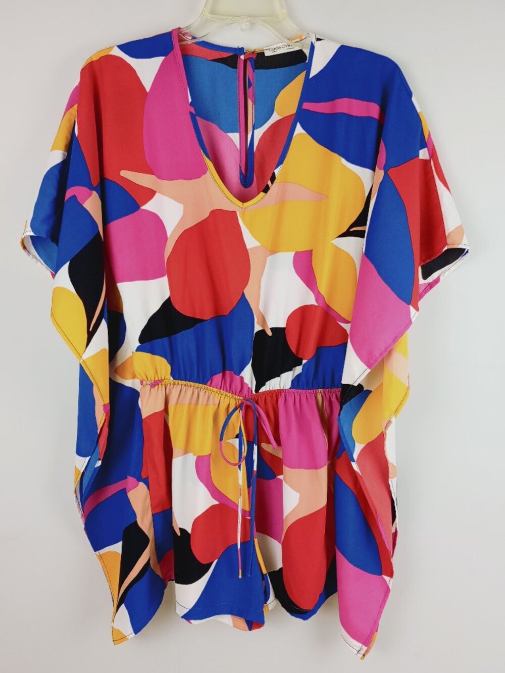 Carole Christian Womens XL Multicolor Abstract Butterfly Wing Caftan Romper